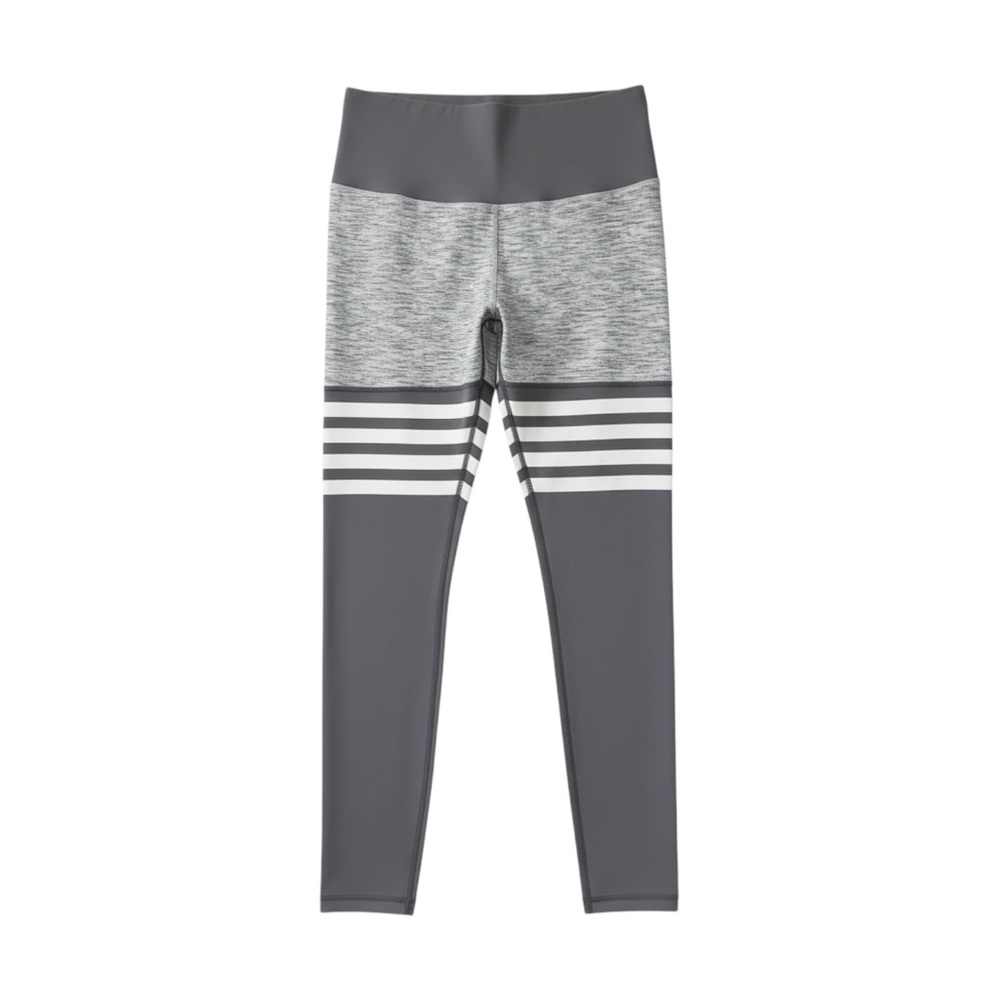 Queenieke Grey & White‎ Striped High Waist Athletic Leggings Women’s 8–10 US